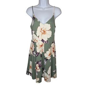 Soprano Floral Cami Dress NWT Sage Green Fit & Flare Summer Sundress Large
